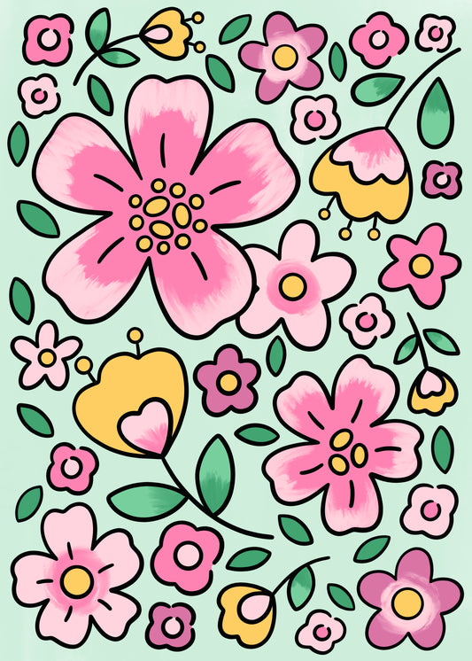 Flower Canvas Painting Kit - 5x7